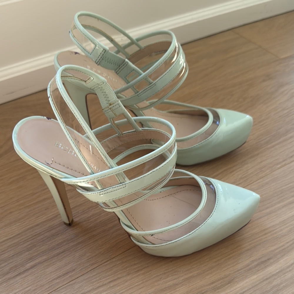 BCBGeneration Green Strappy Heels with Pointed Toe